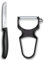 Victorinox Swiss Classic Gemüsemesser-Set, 2-teilig, Inkl. Tomatenmesser Wellenschliff und Sparschäler, Scharfe Klinge, Spülmaschinengeeignet, schwarz