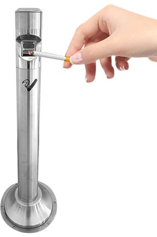 CHHMAELOVE HM-111K Zylindrischer Aschenbecher aus Edelstahl, Bodenaschenbecher, Außenaschenbecher für Restaurants, Bars und Convenience-Stores, Φ 300 mm x H1070 mm, Silber