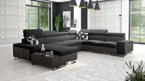Ecksofa Melani VIII 358x280x182cm - Schlaffunktion - Bettkasten - U-Form - Couch - Eckcouch - Schlafsofa - Wohnlandschaft - Sofa - Polstersofa -Couch -Freya210.24+ Kunstleder Tauro8207 - Links 26