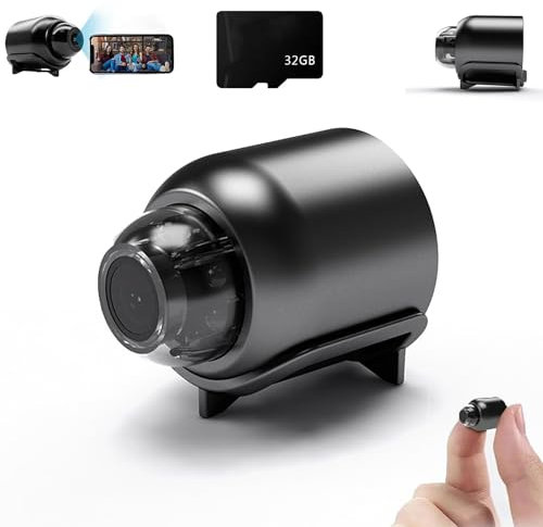 YOHFRFGX Cheerchest Camera, Mini 5g Wireless WiFi Camera 1080p HD, Mini Wireless WiFi Camera 1080p HD, Night Vision CAM for Home Office Car (Camera+32G Card)