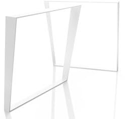mina concept Tischkufen Flachstahl 80° geneigt– Weiß– – Breite 70 cm, Höhe 72 cm Profil 80 x 8 mm – 2 Stück – 80 F W
