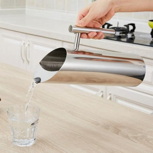Jarra de agua de acero inoxidable, jarra de acero inoxidable de 1/1.5/2L para bar, hotel, cocina, jarra de jugo de agua fría, evita que el hielo llene tu vaso (M)