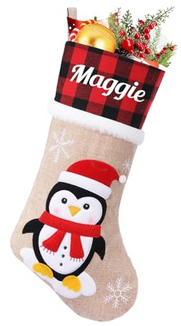 NIBESSER Weihnachtsstrumpf Personalisiert 46cm Nikolausstrumpf mit Benutzerdefinierte Namen Christmas Stockings für Feiertags, Familienparty, Dekoration