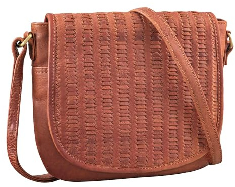 STILORD Nuria Kleine Umhängetasche Damen Leder Handtasche Geflochten Schultertasche als Abendtasche und Freizeittasche Elegante Crossbody Bag Damen Echtleder Farbe:Arona - braun