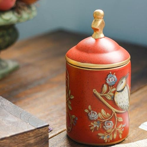 Keramische Teegläser, Küchenkanister Chinesische Teedose aus Keramik, Vintage-Vogelmuster, Teedosen, Behälter mit Deckel, Teekanne, Teedose, Vorratsdose for Lebensmittel, Ye, D(C)