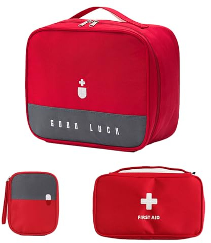 CHENKEE Borsa per Medicinali, 3 Pezzi di Borsa Impermeabile per lo Stoccaggio di Medicinalim,Porta Farmaci da Viaggio,Portatile, per la Casa, i Viaggi, l'ufficio(Rosso)