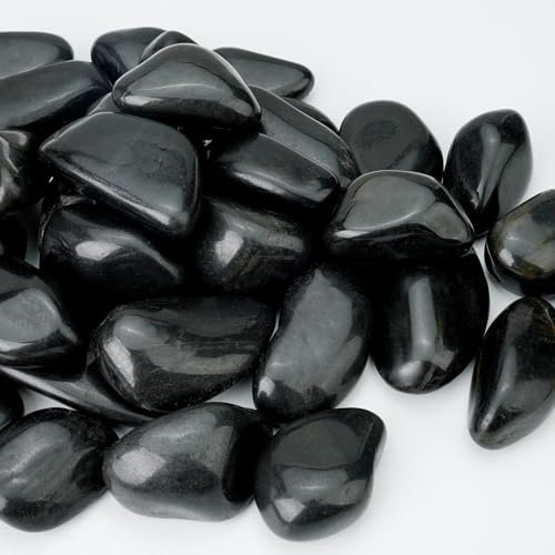 NUPICK Rocce di fiume da 1,4 kg per piante da interno, ciottoli neri da 3,5 cm per riempitivi di vasi, ghiaia decorativa per acquario, pietre lucide naturali per piante grasse, bonsai, paesaggistica