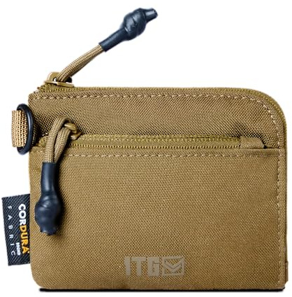 Coin Purse, Cash Change Wallet 500D Cordura, Molle Change Purse ID Card Holder with Zipper for Men and Women, Coyote Brown