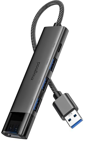 MOGOOD USB 3.0 Hub, USB Splitter mit 4 Typ A 3.0 Ports und Typ C Port, 5Gbps USBA Extender mit 15cm verlängertem Kabel, USB Multiport Adapter für Desktop, Laptop, PC, Drucker, Festplatte, Tastatur