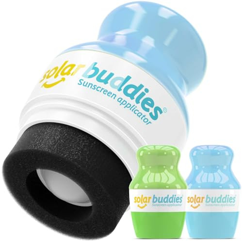 Solar Buddies Solkrämsapplikator – Påfyllningsbar Roll-On med Svamp för Solkräm & Lotion för Barn, Vuxna & Familj – Rymmer 100 ml (Full Green Full Blue)