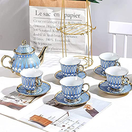 Élégant service à thé britannique en porcelaine avec porte-gobelet, théière, tasses, soucoupes, parfait pour les adultes, le thé, le café, idéal pour un anniversaire, un mariage, palette de couleurs