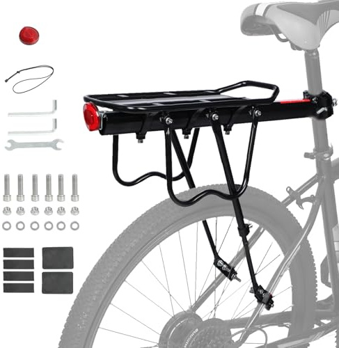 Valchoose Porte-bagages pour VTT, porte-vélos en alliage d'aluminium – Blocage rapide avec réflecteur, charge élevée (50 kg pour VTT, vélo de route