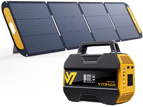 VTOMAN FlashSpeed 300 Portable Power Station Up to 600W Output 230Wh LFP | 230Wh Solar Generator Bundle with 200W Solar Panel, 3000 Cycles, 100W USB-C, 6 Outlets for Camping, RV, Fishing,power outages