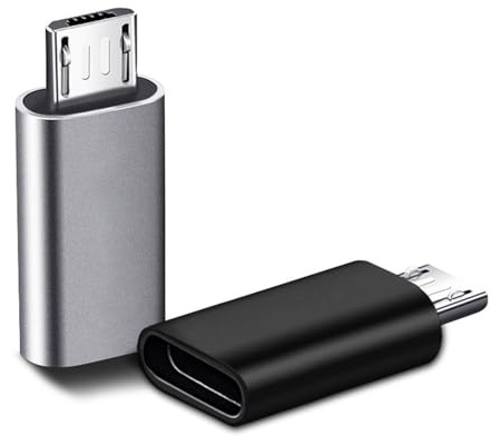 Zoye 2 Pack USB C to Micro USB Adapter - Female to Male Connector Compatible With Galaxy S7/S7 Edge, Nexus 5/6 and Micro USB Devices (Silver/Silver)