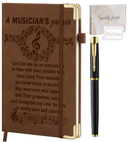 Music Gifts for Women Musician Prayer Leather Journal Notebook 200 Pages A5 Lined with Inner Pocket and Pen Music Lover Gifts Music Themed Gifts Appreciation Gift for Music Teacher Student