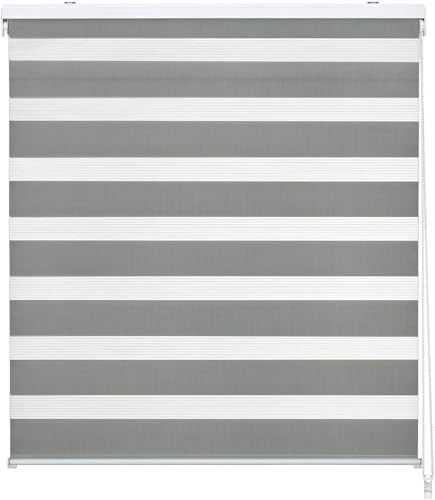Tenda a Rullo Night and Day, Doppio Tessuto, per Interni, Varie misure, Vari colori, Bianco, Lino, Grigio, Tortora, Avorio (Grigio, 60 x 250 cm)