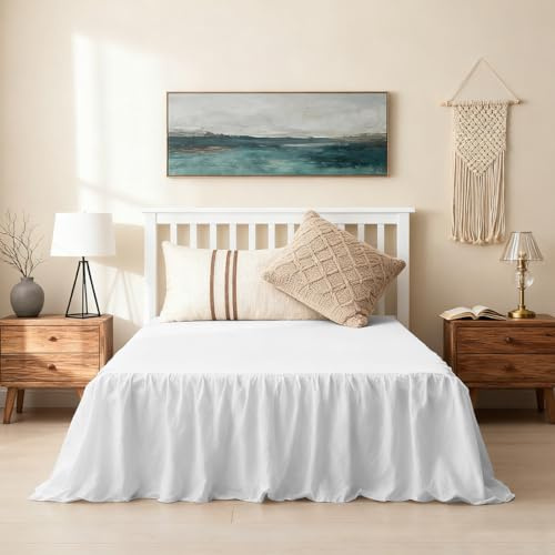 RANJIMA Jupe de lit à volants, élégant couvre-lit 140 x 200 cm avec ruchés de 45 cm de hauteur, style enveloppant, couvre-lit à enrouler, housse de jupe de lit pour sommier