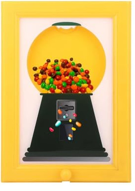 Zenova Candy Dispenser Picture Frame, Handy Candy Dispenser Picture Hanging Candy Frame, Gumball Machine In A Frames, Wall Mounted Candys Dispensers for Kitchen,Office,Hallway,Gifts (yellow)