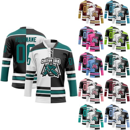 Generico Maglie da Hockey Personalizzate,Maglie da Hockey Vergini Personalizzabili con Squadra/Numero/Nome Personale,Maglie da Hockey Personalizzate per Uomo, Donna, Adolescente e Bambino