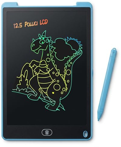 Meridiana 1 Tavoletta Grafica LCD Scrittura Colorato 12 Pollici (Azzurro) | Lavagnetta Cancellabile con Pulsante di Cancellazione Bloccabile, Regalo Bambini, Lavagna magnetica da parete per Giochi