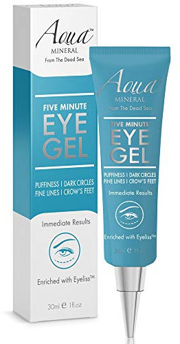 AquaMineral - Tratamiento Express Contorno de Ojos Anti-Bolsas y Arrugas - Ácido Hialurónico, Extracto de Té Verde, Eyeliss - sin Parabenos, Silicona, SLS, SLES, Petrolato - 30ml