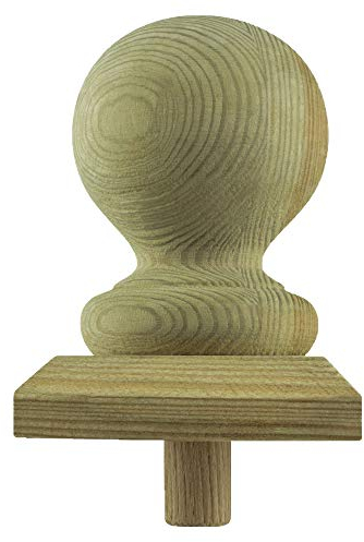 9 x PFOSTENKAPPE KUGEL HOLZ PROFILIERT, IMPRÄGNIERT 80 x 80 MM