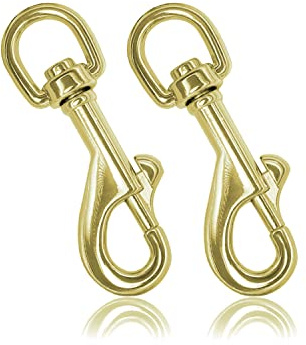 Ganzoo Wirbel Karabinerhaken mit Drehgelenk 65 mm in Gold, Bolzen und Schnappverschluss für Hundeleine, Paracord 550 und Hundehalsband, 2 Stück, legierter Stahl und Zinklegierung, Öse 11 mm
