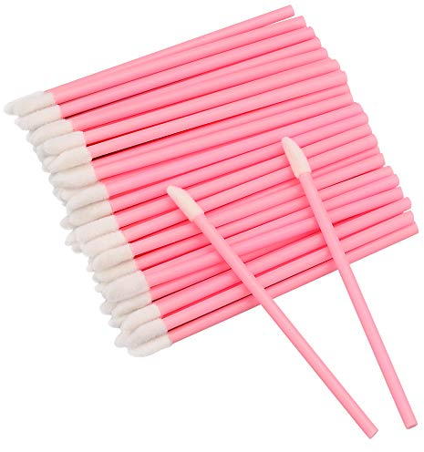 G2PLUS 100 PCS Lip Brushes - Pink Lip Wands - Lipstick Lip Applicator Wands for Lips, Eyes and Makeup Application