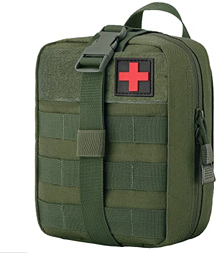 TANSOLE Botiquin de Primeros Auxilios Vacio ifak Molle Riñonera Bolsa Cintura Tactica Militar (Ejercito Verde)