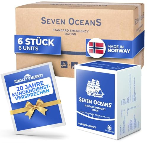SEVEN OCEANS - DAS ORIGINAL - Notfallnahrung [6x500g] Extrem lang haltbarer Notvorrat [3kg] zur Krisenvorsorge I Energiereiche Outdoor Notration I Prepper Notnahrung