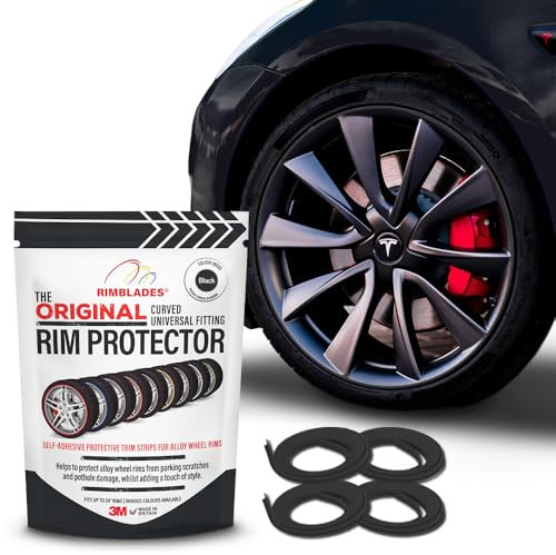 Rimblades Original Black Alloy Wheel Protectors - Fits Up to 24” x 4 Wheels | For Curved/Round Edge Wheels | 9 Colour Options | Easy DIY Fit | Car Exterior Accessory