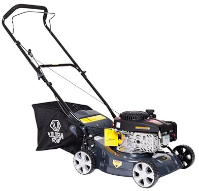 Callow Premium Petrol Lawn Mower - 41cm Cutting Width - Powerful 4 Stroke 123cc 2.8hp OHV LONCIN Engine with Centrally Adjusted Cutting Heights between 25mm and 70mm and 40 L grass box