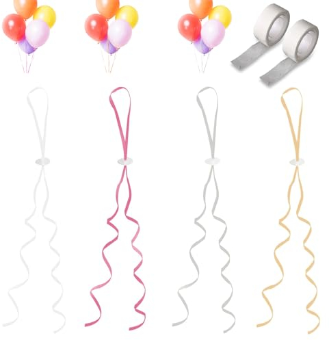 200Pz di chiusure per palloncini con cordoncino, nastro per palloncini, chiusura per palloncini, chiusure per palloncini, chiusure per palloncini (oro, argento, bianco, rosa)