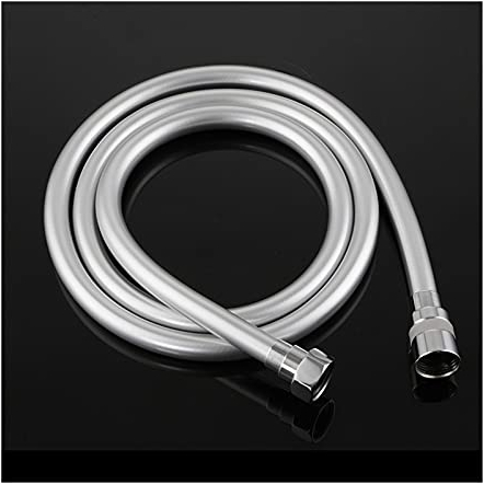 Edelstahl Duschschlauch, 1,2 m, 1,5 m, 2 m, PVC-Hochdruck-Brauseschlauch aus silbernem PVC, glatt, for Badewanne, Handbrause, flexibler Schlauch G1/2, universelle Schnittstelle (Farbe: silberner Schla