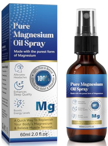 Magnesium Oil Spray, 100% Natural Ultra Pure Magnesium Spray, for Feet, Body and Sleep, Safe and Effective 60ML