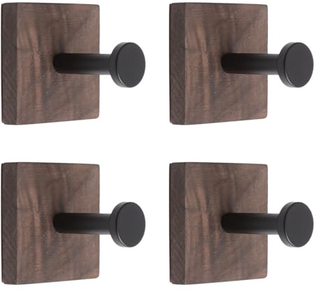 INCREWAY 4 ganci adesivi per asciugamani in legno, senza foratura, per accappatoio, asciugamano, borsa, bastone su casa colonica, bagno, camera da letto