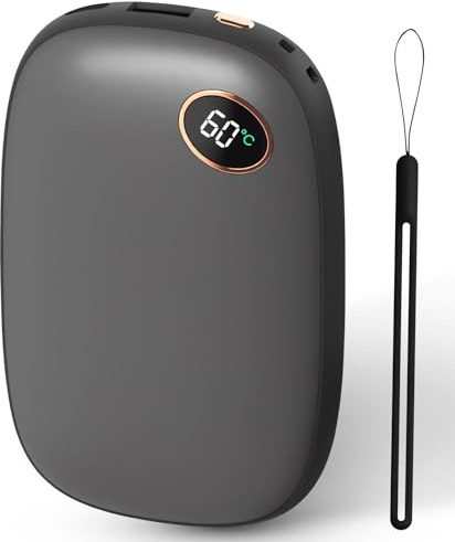 AKOFIC Handwärmer Elektrisch, 8000mAh 3 Heizmodi Handwärmer Wiederaufladbar, Tragbar Taschenwärmer Wiederverwendbar, 12 Stunden Lang Anhaltende Wärme, Aufladbar Taschenheizung für Outdoor (Schwarz)