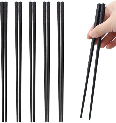 5 Paar Essstäbchen Spülmaschinenfest,Stäbchen Zum Essen,Sushi Stäbchen,Chopsticks,Japanische Esstäbchen Ess Stäbchen,24cm Rutschfeste Stäbchen für Asiatisches Geschirr Stäbchen, Wiederverwendbar