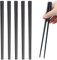 5 Paia Bacchette Sushi Lavabili,24 cm Bacchette Giapponesi con Motivo per Incisione,Set di Bacchette Antiscivolo Riutilizzabili,Lavabili in Lavastoviglie,Chopsticks per Ristoranti Famiglie-Nero