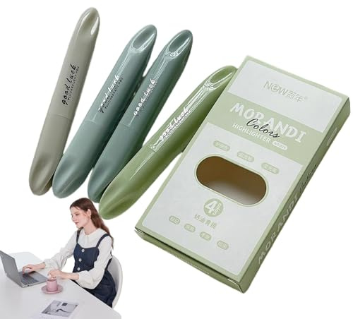 Nybhyjka Subrayadores lindos, resaltadores pastel | Juego de rotuladores de colores de doble extremo de 4 piezas,Marcadores de resaltador estéticos lisos, rotuladores de protección para los ojos
