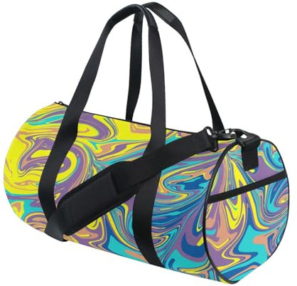 LI ZHI XIN Sac de sport unisexe pour homme et femme, motif graffiti artistique, jaune, violet, bleu, multicolore, Taille unique, Sac de sport