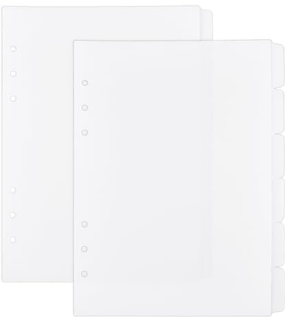 SUPERFINDINGS Divisore Indice per Quaderno A5 Discbound 6 divisori Indice con 6 fori Divisore Linguetta Da 21x15.7cm per Raccoglitore Divisore Indice Bianco PP Satinato per Quaderno, Foro: 6mm
