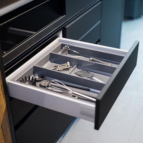 Inserto multiuso per cassetti da cucina – per 60 x 50 cm – sistema di organizzazione grigio ardesia per cassetti da cucina – universale da cucina – organizer portaposate portaposate portaspezie
