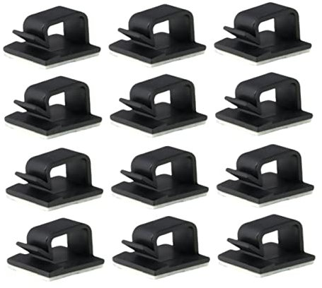 DOITOOL 50 Piezas herramienta de gestión de cables cable clips clip cable grapas para cables sujetacables adhesivo soporte de almacenamiento de alambre recortadora de alambre Black