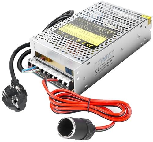 Schaltnetzteil 12V 20A 240W, KFZ Netzadapter Spannungswandler AC 240v auf DC 12v Netzteil Steckdose, geeignet für LED Streifen, CCTV, Radio, Kamera, Elektronische Instrumente