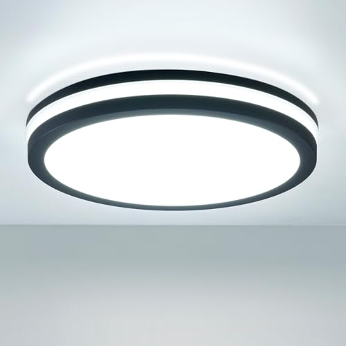 LEZOE LED Deckenleuchte Bad IP65 Wasserdicht Feuchtraumleuchte, 18W/12W 2700lm 150(Lm/W) Deckenlampe 3000K/4000K/6500K Ideal für Garage/Diele/Wohnzimmer Bad/Küche/Balkon/Keller/Schlafzimmer/Flur Ø22cm