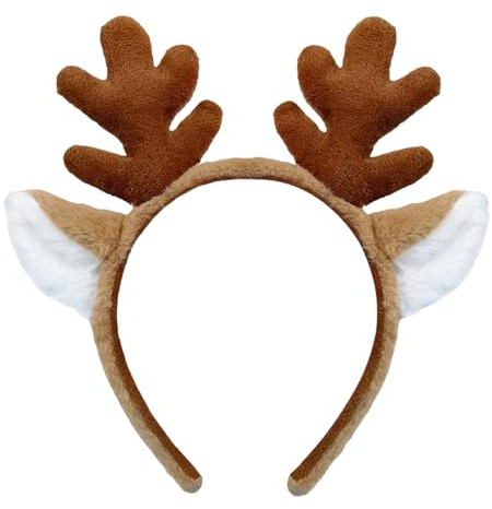 lokxmve Serre Tete Renne Corne Serre Tete Noel Femme Élastiques Cerf Tete Noel Accessoires Noel Cadeau de Noel pour Femme Fille Enfant, Christmas, Halloween, Cosplay, Déguisement
