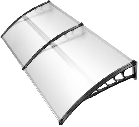 Marquesina para puerta de casa, toldo montado en la pared, transparente, negro, para puertas, ventanas, balcones, garajes, protección contra la lluvia