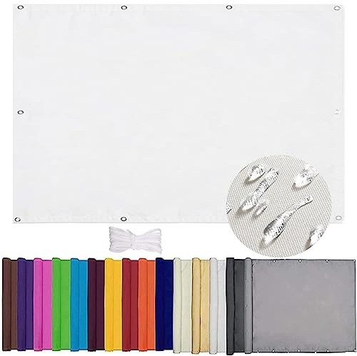 Tenda da sole impermeabile per balcone, 2,5 x 5,5 m, protezione UV al 95%, senza fori, facile da installare, con kit di montaggio, parasole rettangolare per giardino e patio, colore bianco