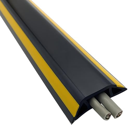 QiaoRong Canalina Passacavi Calpestabile Passacavi Pavimento Canaline per Cavi Elettrici Elettrica da Esterno Copricavi Protezione Cavi cavità per Casa o Ufficio(Black,4x1.1cm/1.6x0.4in)